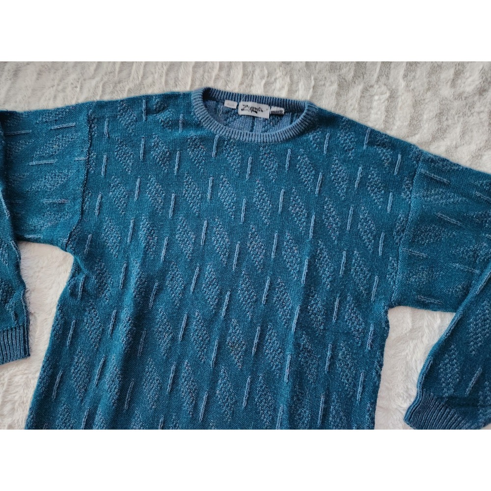 Vintage Zeppelin Pullover‎ Long Sleeve Knit Sweater Turquoise Mens XT
